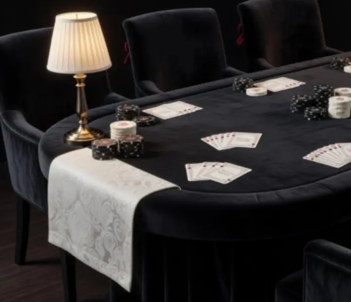 Premium poker‑style table with soft lighting and refined decor in an Australian lounge setting